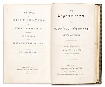 (JUDAICA.) Isaac Leeser, editor. The Book of Daily Prayers for Every Day in the Year,